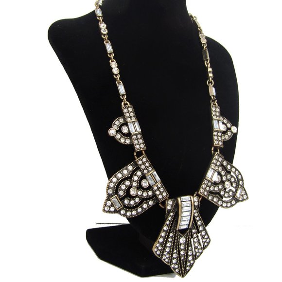Art Deco Style Rhinestone Statement Necklace - Picture 2 of 6